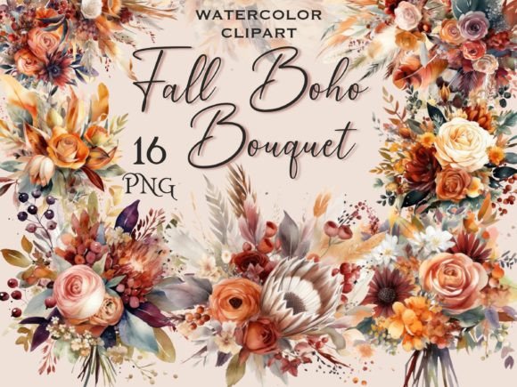Download Fall Boho Bouquet, Flower Clipart - Fall boho Collection