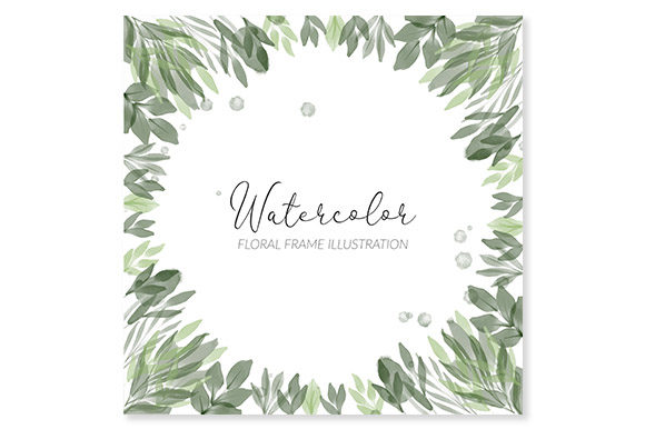 Download Green Leaf Watercolor Square Frame - Frame Collection