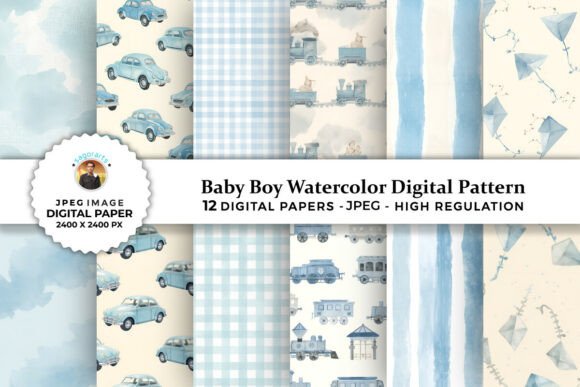 Download Baby Boy Watercolor Digital Patterns - Patterns Collection