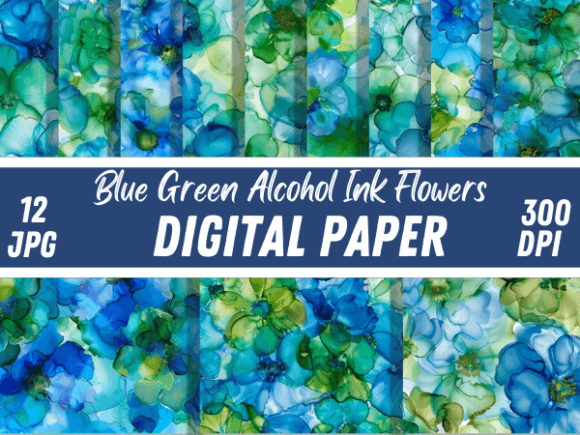 Download Blue Green Alcohol Ink Flower Patterns - Patterns Collection