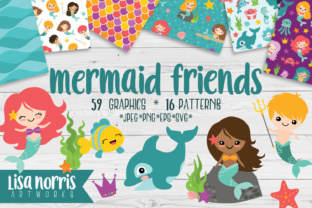 Download Mermaid Friends Clip Art, Patterns - Patterns Collection