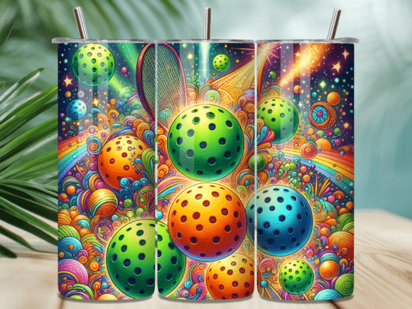 Download Retro Neon Pickleball Pattern Tumbler - Neon Collection