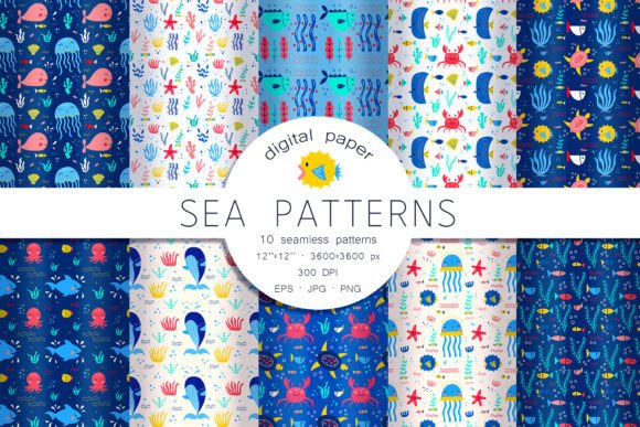 Download Sea Animals Patterns. Kids Patterns - Patterns Collection