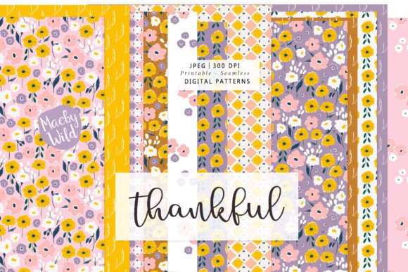 Download Thankful Retro Flower Patterns - Patterns Collection