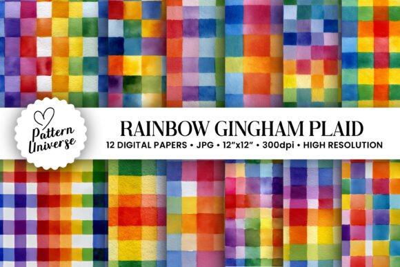 Download Rainbow Gingham Plaid Seamless Patterns - Patterns Collection
