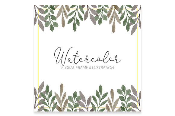 Download Watercolor Square Frame Green Leaf - Frame Collection