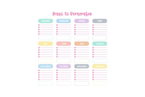Download Dates to Remember - Pastel Colors - Pastel colors Collection