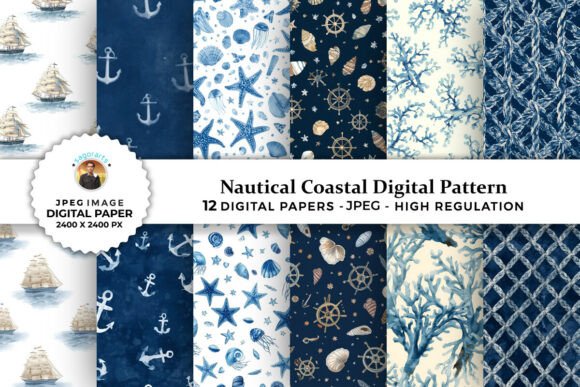 Download Nautical Coastal Digital Patterns - Patterns Collection