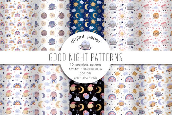 Download Good Night Patterns. Seamless Patterns - Patterns Collection
