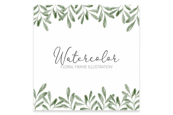 Download Watercolor Green Leaf Square Frame - Frame Collection