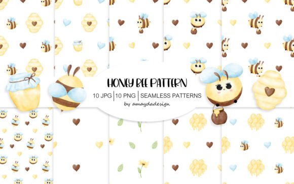 Download Honey Bee Seamless Patterns Background - Patterns Collection
