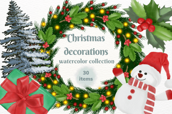 Download Christmas Decorations Watercolor - Decorations Collection