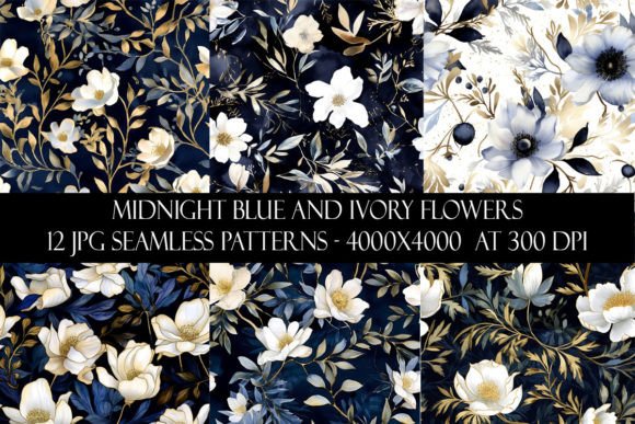 Download Midnight Blue and Ivory Flower Patterns - Patterns Collection
