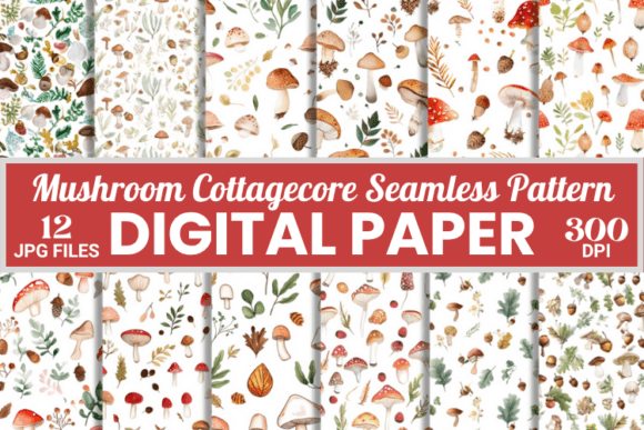 Download Mushroom Cottagecore Seamless Patterns - Patterns Collection