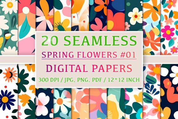 Download 20 Seamless Spring Flower Patterns #1 - Patterns Collection