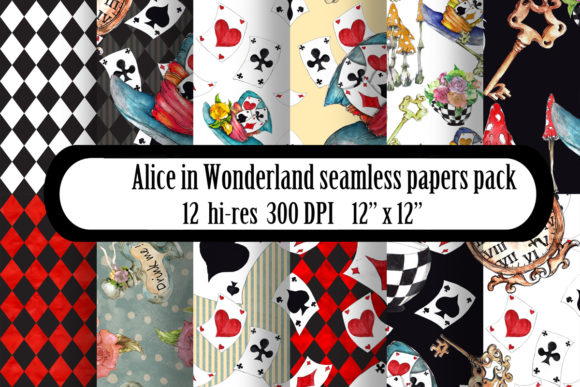 Download Alice in Wonderland Seamless Patterns - Patterns Collection