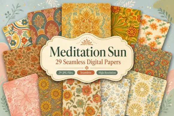Download Meditation Sun Seamless Digital Patterns - Patterns Collection