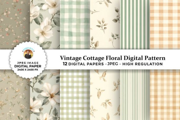 Download Vintage Cottage Floral Digital Patterns - Patterns Collection