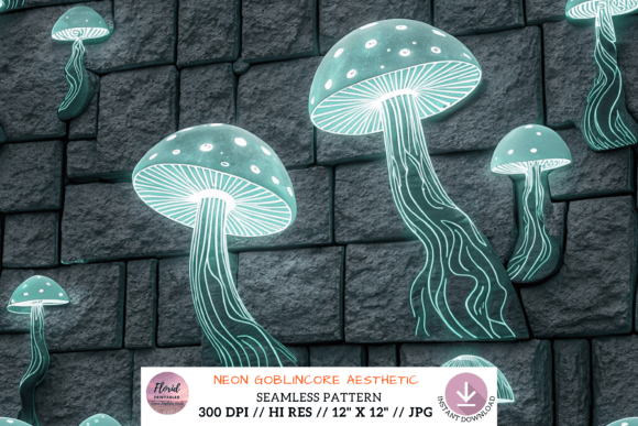 Download Neon Goblincore Aesthetic Pattern - Neon Collection