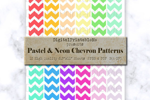 Download Multicolor Chevron Digital Paper, Neon W - Neon Collection