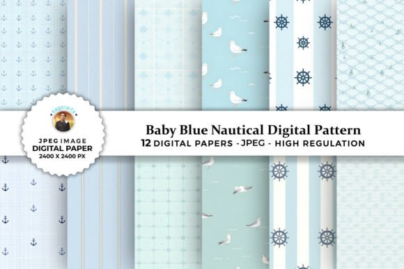 Download Baby Blue Nautical Digital Patterns - Patterns Collection