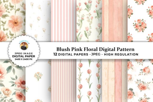 Download Blush Pink Floral Digital Patterns - Patterns Collection