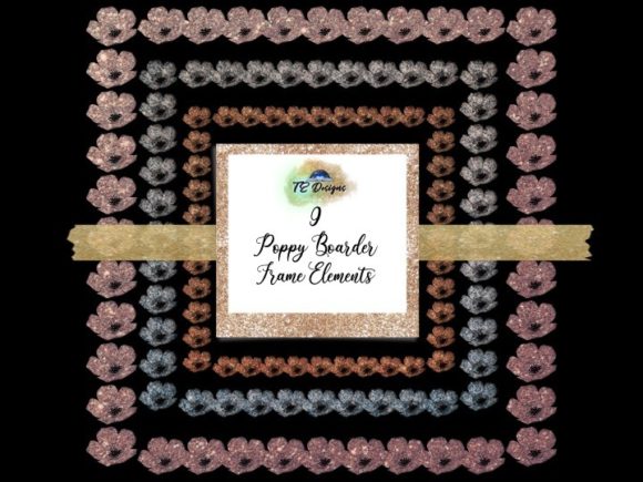 Download Glitter Poppy Boarder Frame 12x12 - Frame Collection