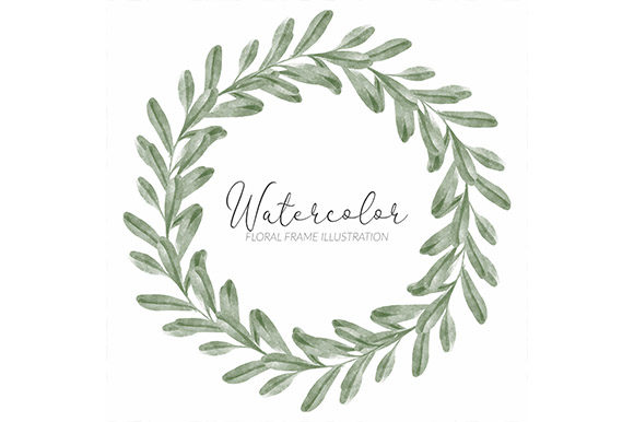 Download Watercolor Green Leaf Wreath Frame - Frame Collection
