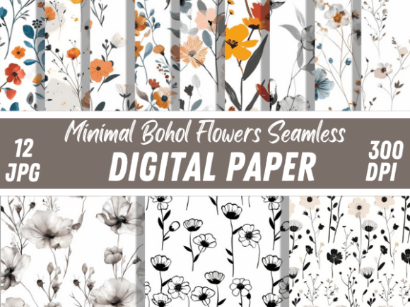 Download Minimal Boho Seamless Flowers Patterns - Patterns Collection