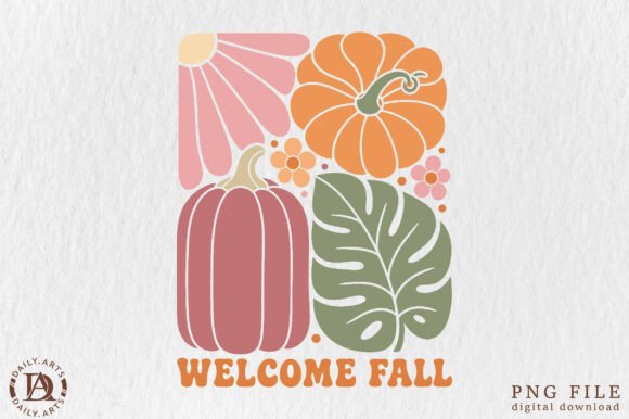 Download Welcome Fall Boho Pumpkin Retro PNG - Fall boho Collection