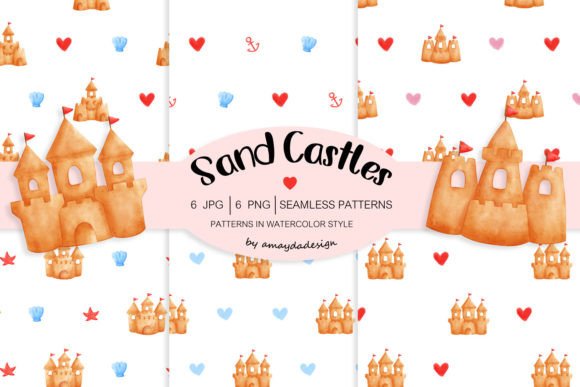 Download Summer Sandcastle Watercolor Patterns - Patterns Collection
